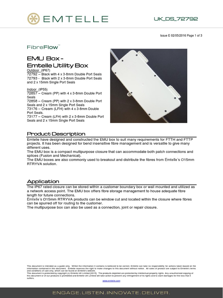 Emu Box - Emtelle Utility Box: Product Description | PDF | Copyright ...