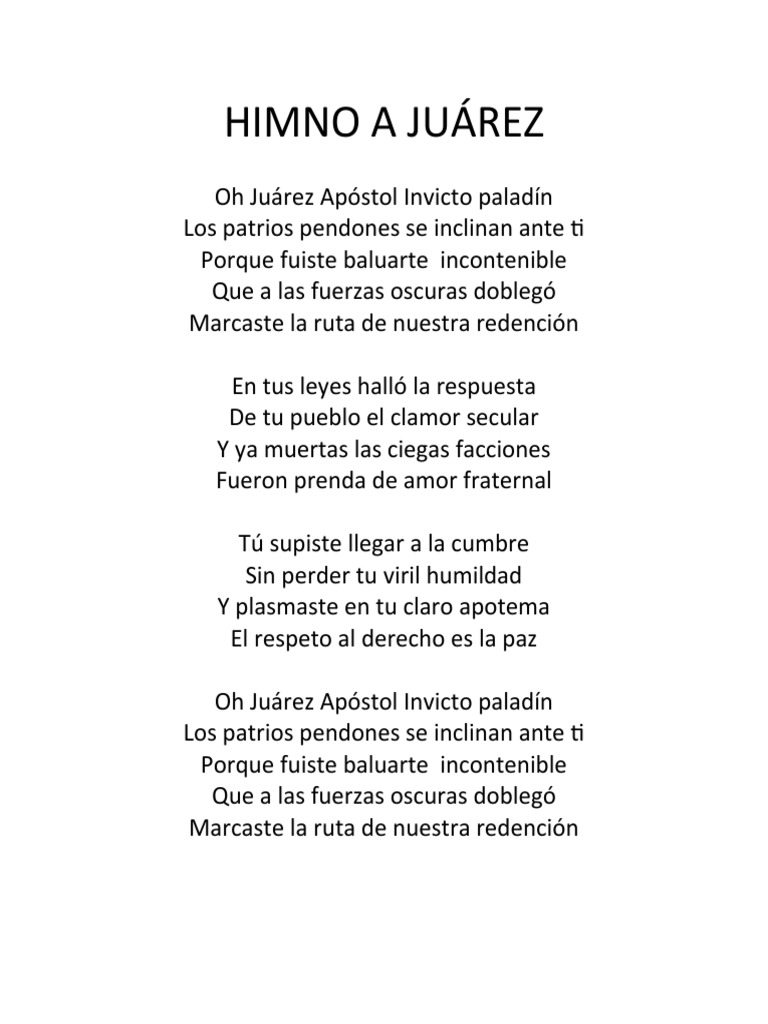 Himno a Juárez: Letra Completa | PDF