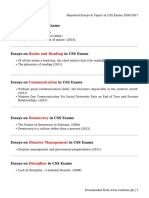 Repeated Essays &#038 Topics in CSS Exams 2000-2017