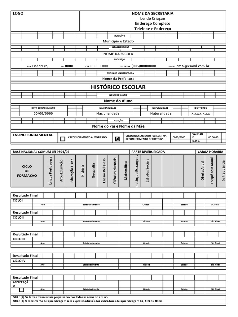Historico Escolar Modelo Word | PDF