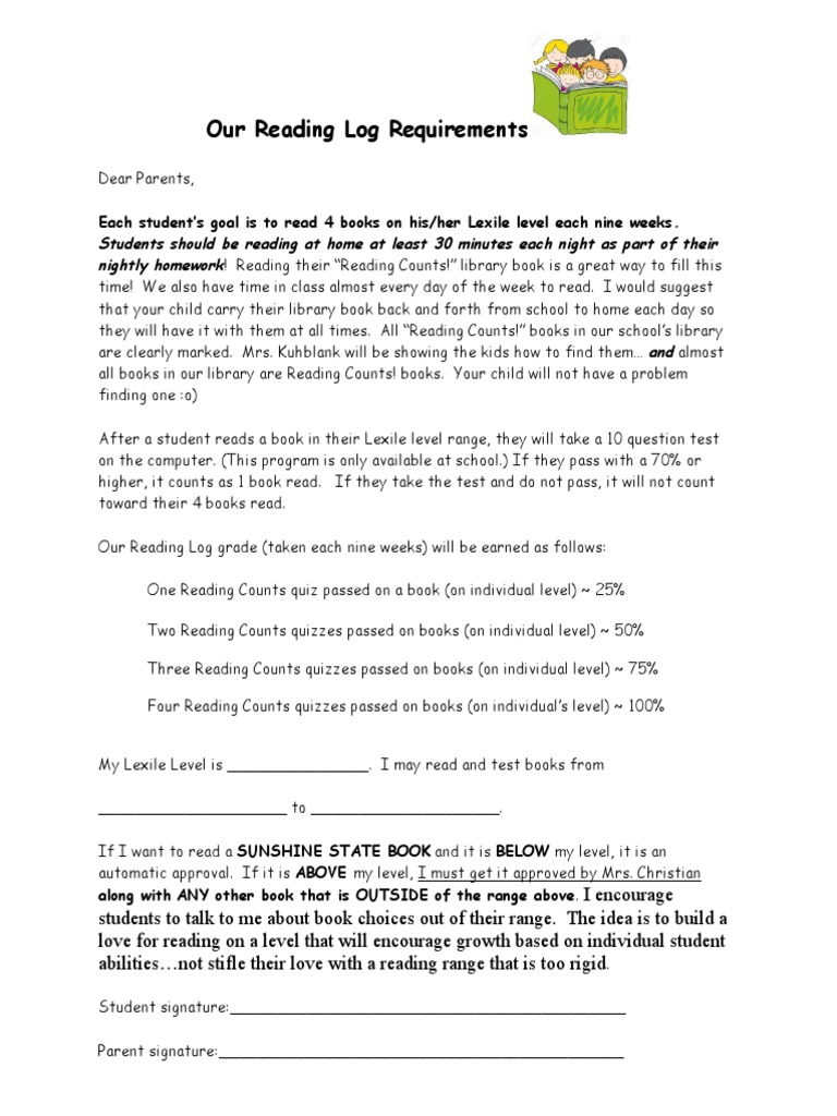 Reading Log Requirements | PDF