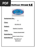 Krashen's Monitor Model Assignment