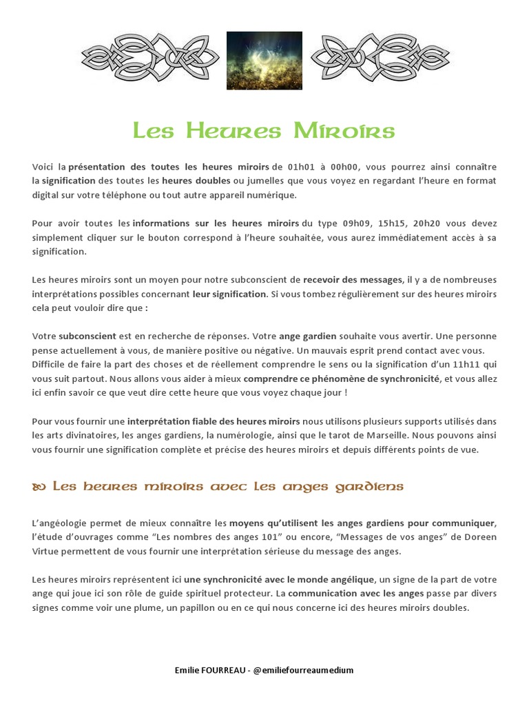 Voir Sa Date De Naissance En Heure Signification Les Heures Miroirs | PDF | Spiritualité | Amour