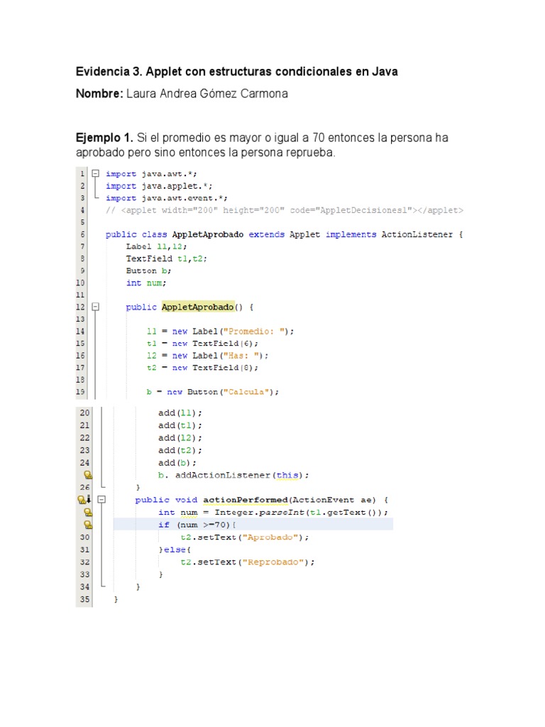 Applets Java con Condicionales y Ejercicios | PDF | Índice de masa ...