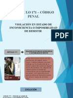 Violación en estado de inconsciencia o imposibilidad de resistir Código Penal art 171