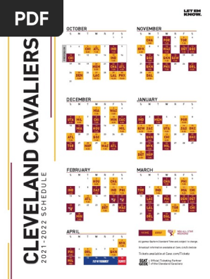 Cav Schedule 2022 2021-22 Cleveland Cavaliers Printable Schedule | Pdf | National Basketball  Association | National Basketball Association Teams