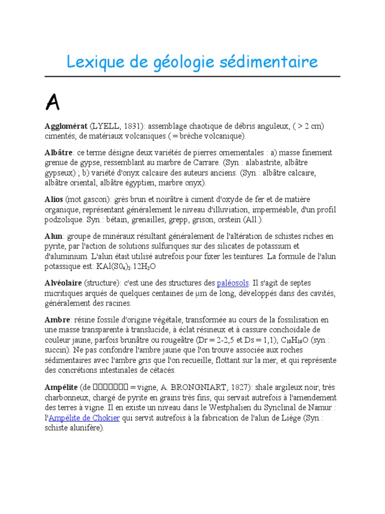 Mot Allemand Designant Un Produit De Remplacement Lexique de Geol Sedim | PDF | Bassin sédimentaire | Crevasse