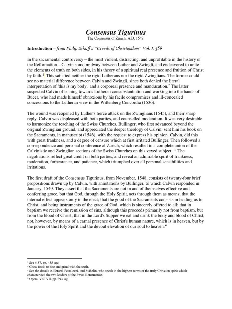 Consensus Tigurinus PDF Eucharist Baptism
