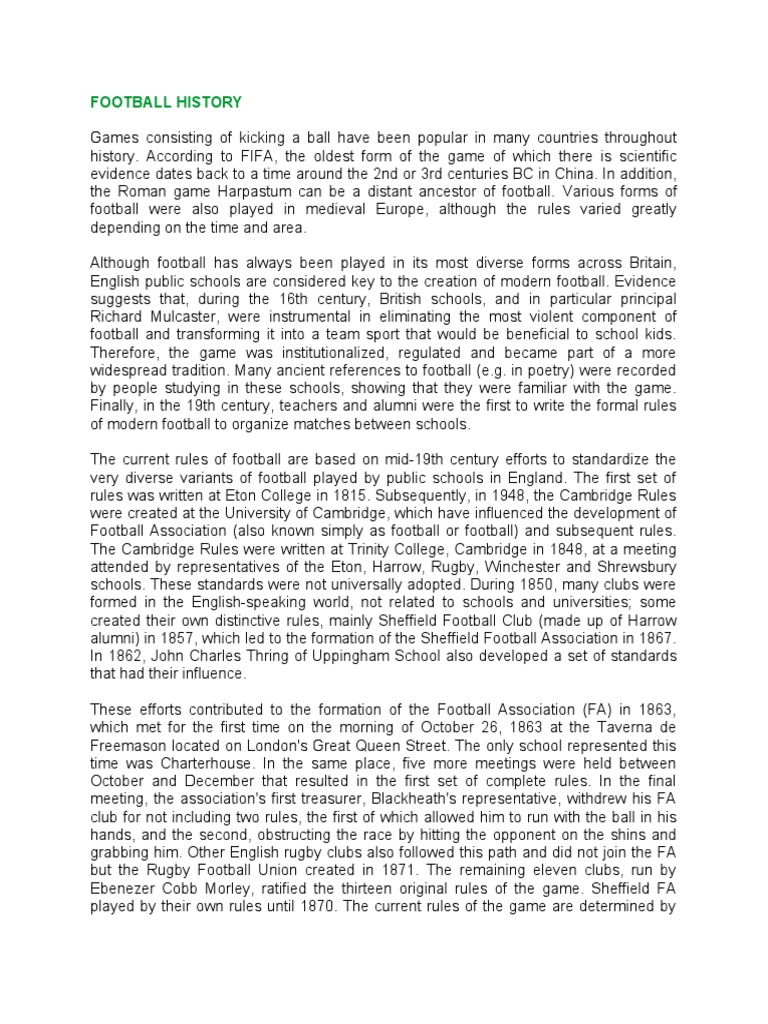 Football History PDF Association Football Sports