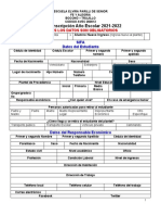 Ficha Inscripcion Año Escolar 21-22