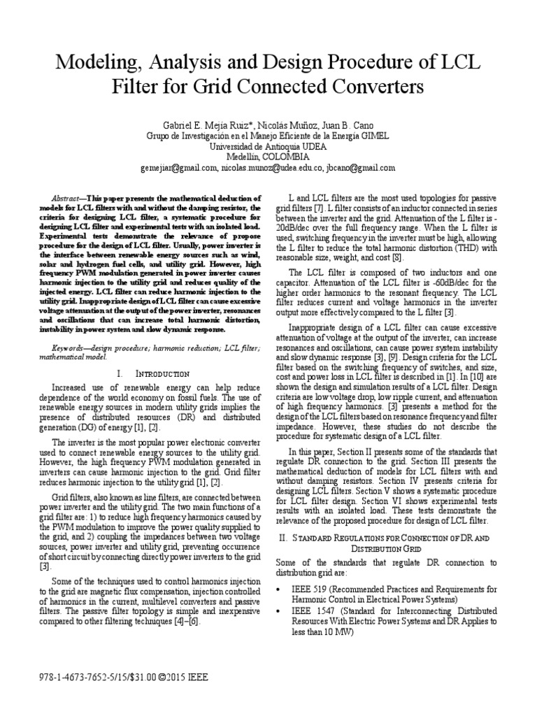Modeling Analysis and Design Procedure o | PDF | Electronic Filter ...