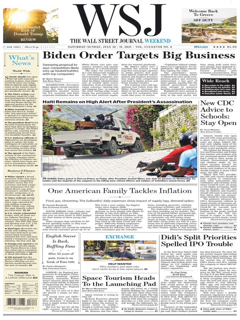 Biden Order Targets Big Business: One American Family Tackles Inflation |  PDF | Hyperthermia | The Wall Street Journal