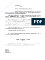 Affidavit of Discrepancy Armie Rosalinda B. Aviso