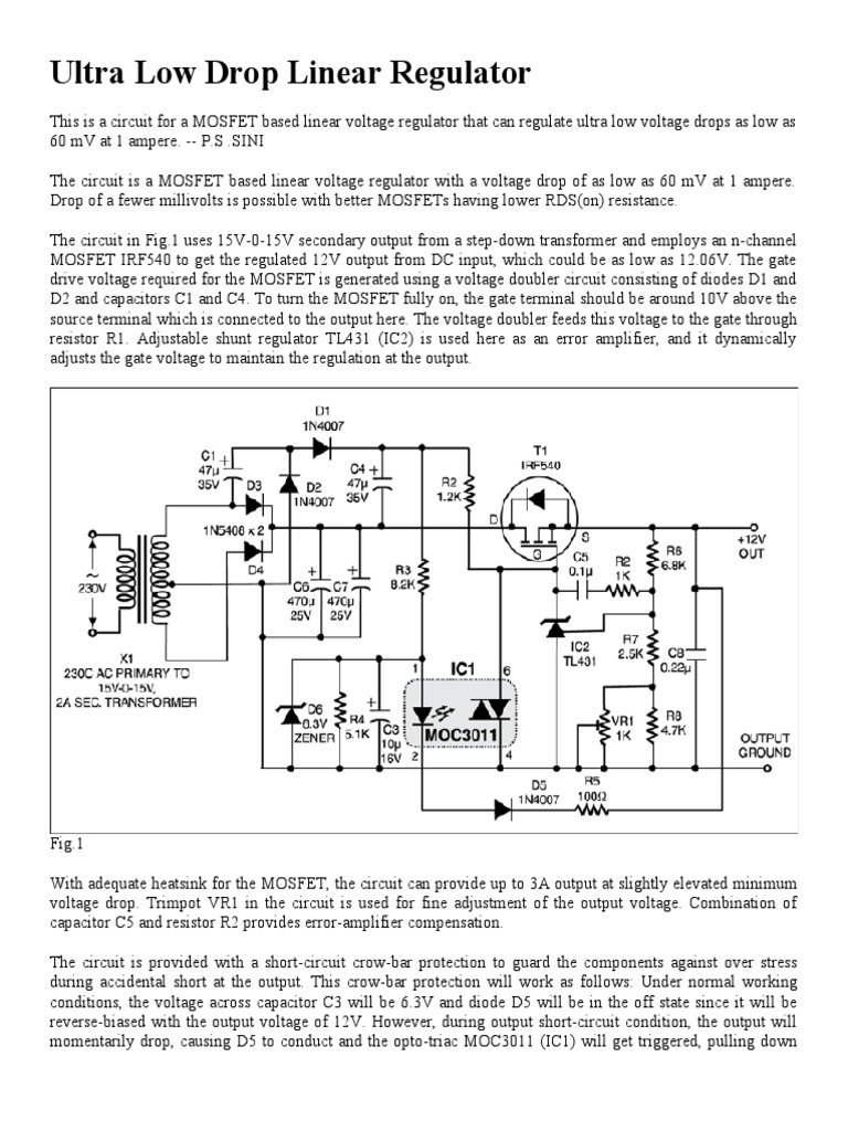Ultra Low Drop MOSFET Regulator | PDF | Electrical Network | Field ...