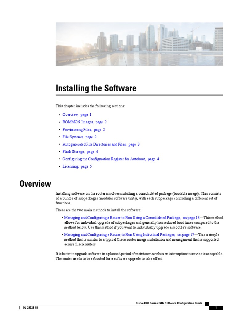 Installing The Software: Cisco 4000 Series Isrs Software Configuration ...