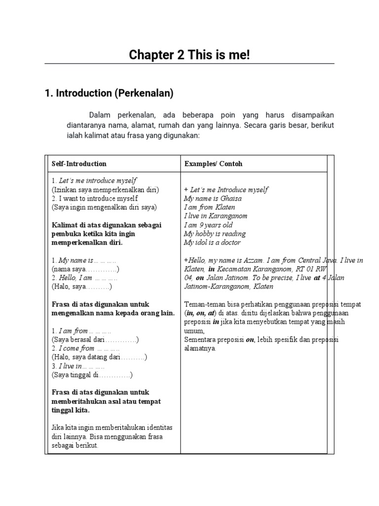 An Introduction to Myself | PDF