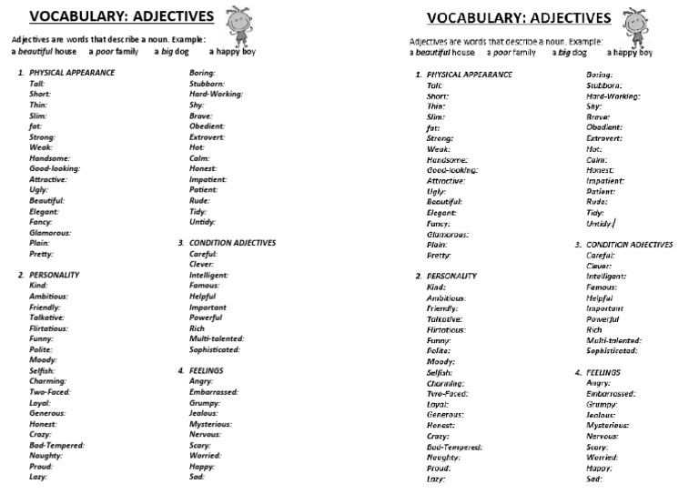Personality and Appearance Adjectives | PDF