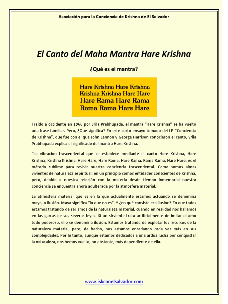 El Canto Del Maha Mantra Hare Krishna, PDF, Mente