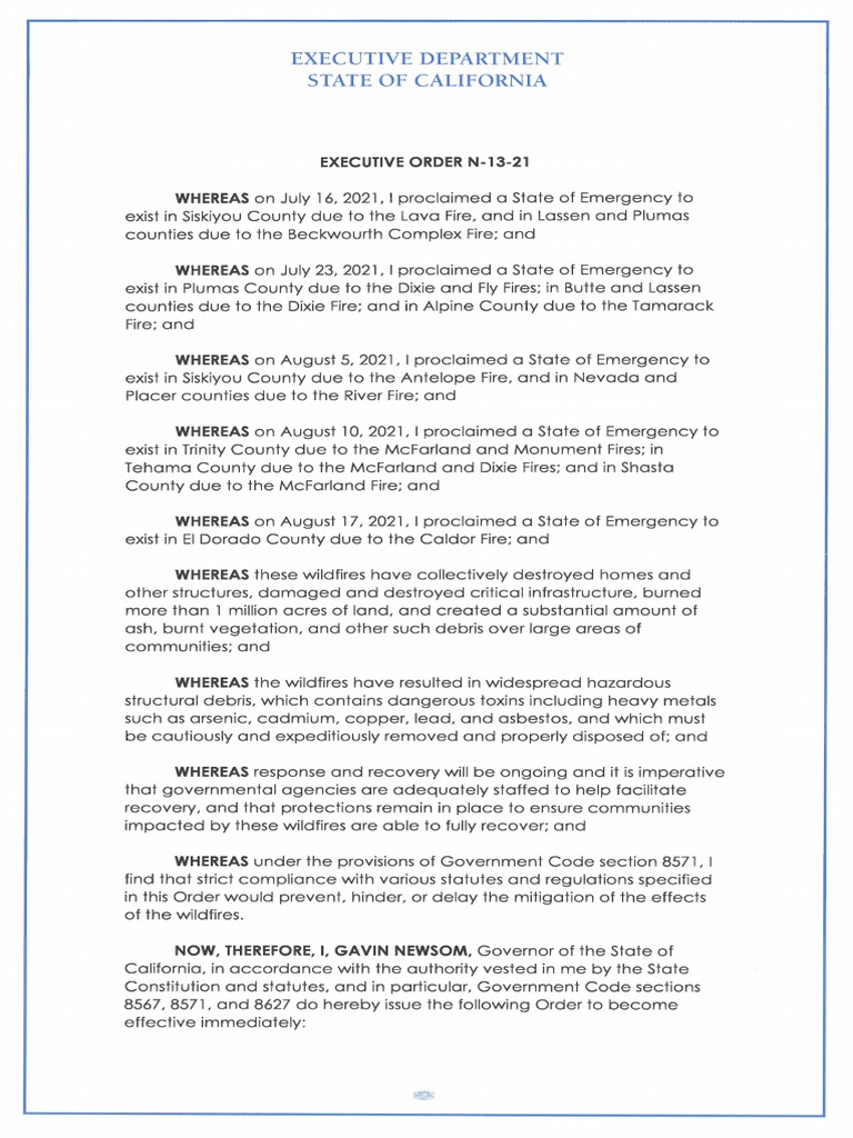Executive Department State of California Executive Order N1321