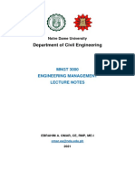 Department of Civil Engineering: MNGT 3000 Engineering Management Lecture Notes