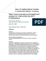 Contribution of Mathematical Models To Islamic Economic Theory