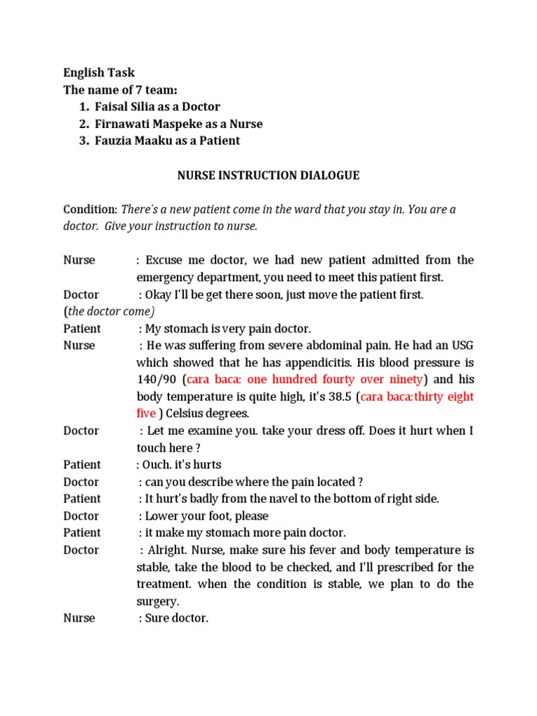 Doctor-Nurse Patient Interaction Script | PDF