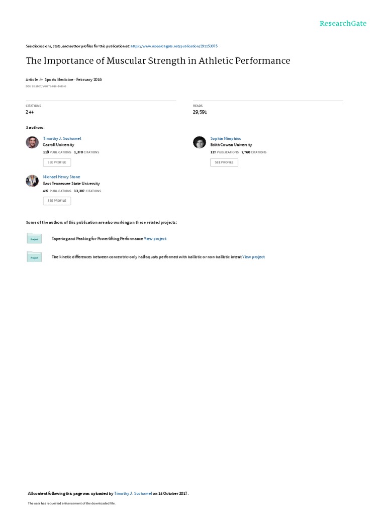 The Importance of Muscular Strength in Athletic Pe | PDF | Correlation