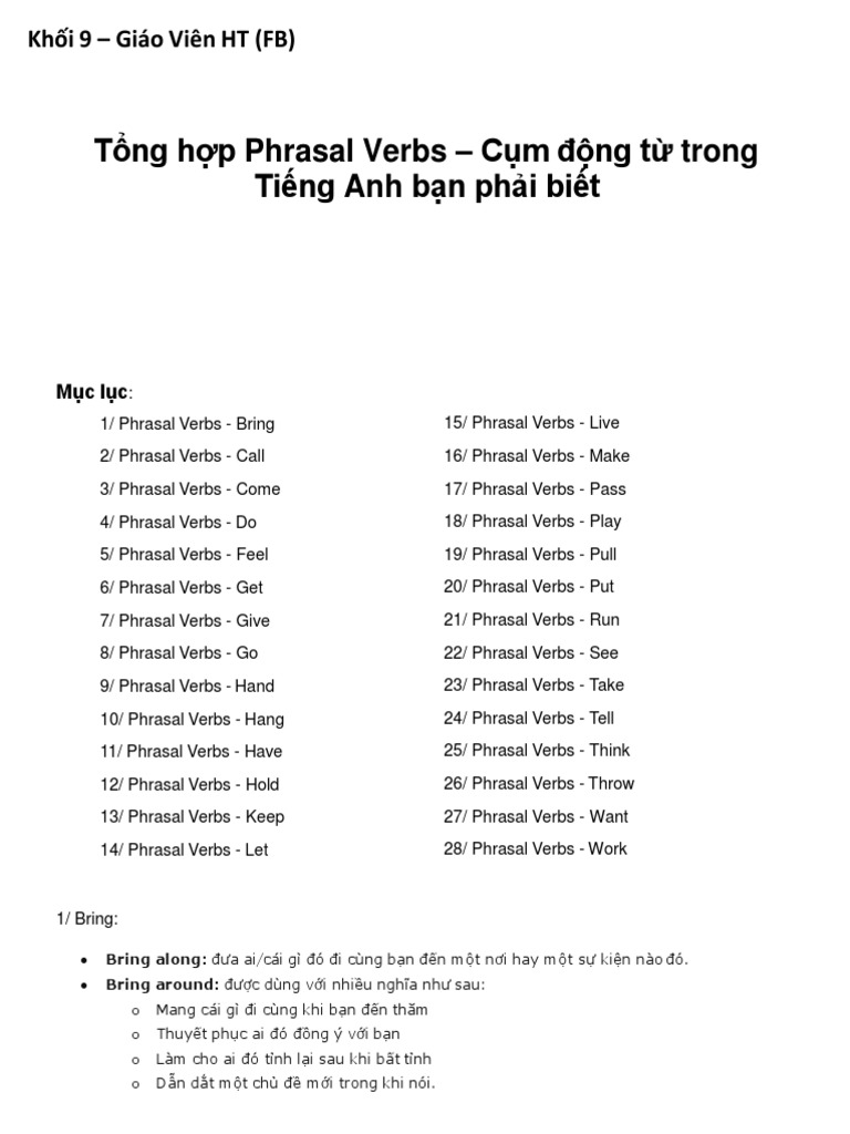 Phrasal Verb T NG H P HT Explore | PDF