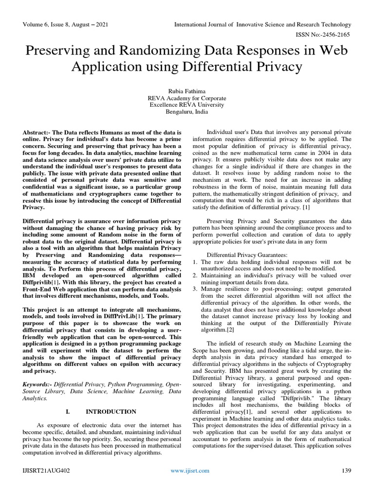 Preserving and Randomizing Data Responses in Web Application Using ...