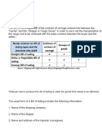 Bill of Lading From Client