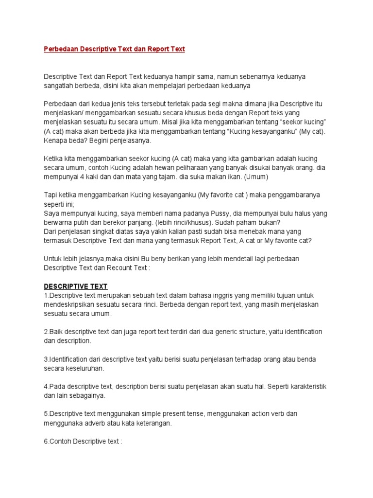 Perbedaan Descriptive Dan Report Text | PDF | Filsafat | Seni ...