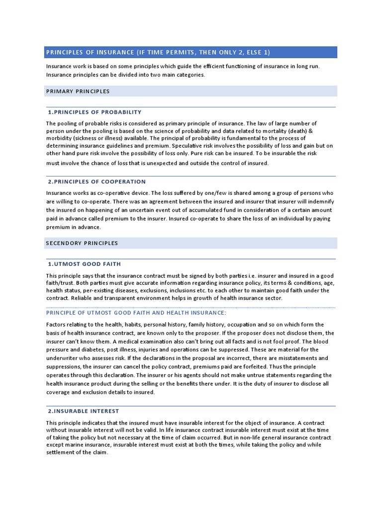 Key Insurance Principles Explained | PDF | Insurance | Subrogation