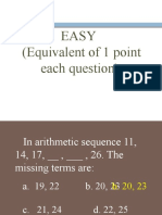 Easy (Equivalent of 1 Point Each Question)