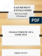 Measurement and Evaluation: Mary Grace Feudo CPE Section B