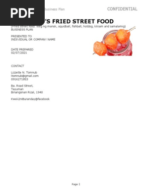 business plan (street food)