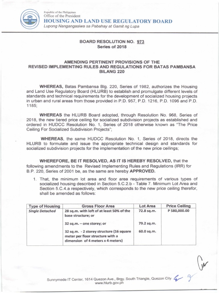 Housing and Land Use Regulatory Board Batas PDF Government