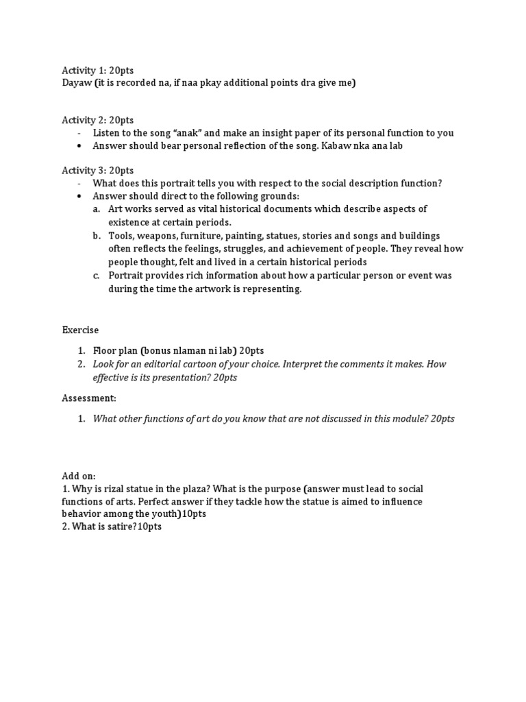 Answer Key Functions of Art PDF