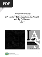 21 Century Literature From The World and The Philippines: 4 Quarter Week 1