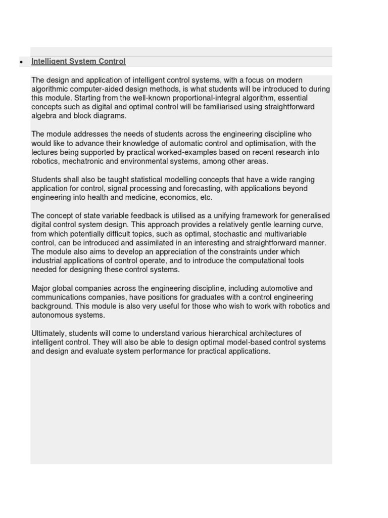 Intelligent Control Systems in Engineering | PDF | Computers