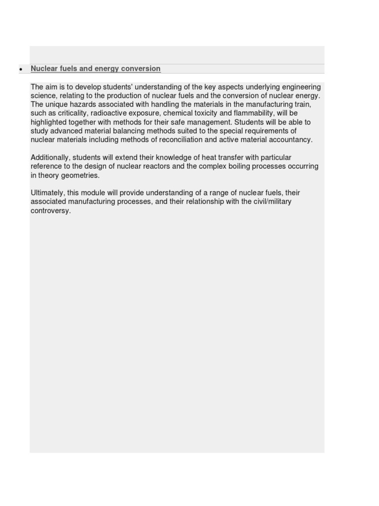 Nuclear Fuels and Energy Conversion | PDF | Technology & Engineering