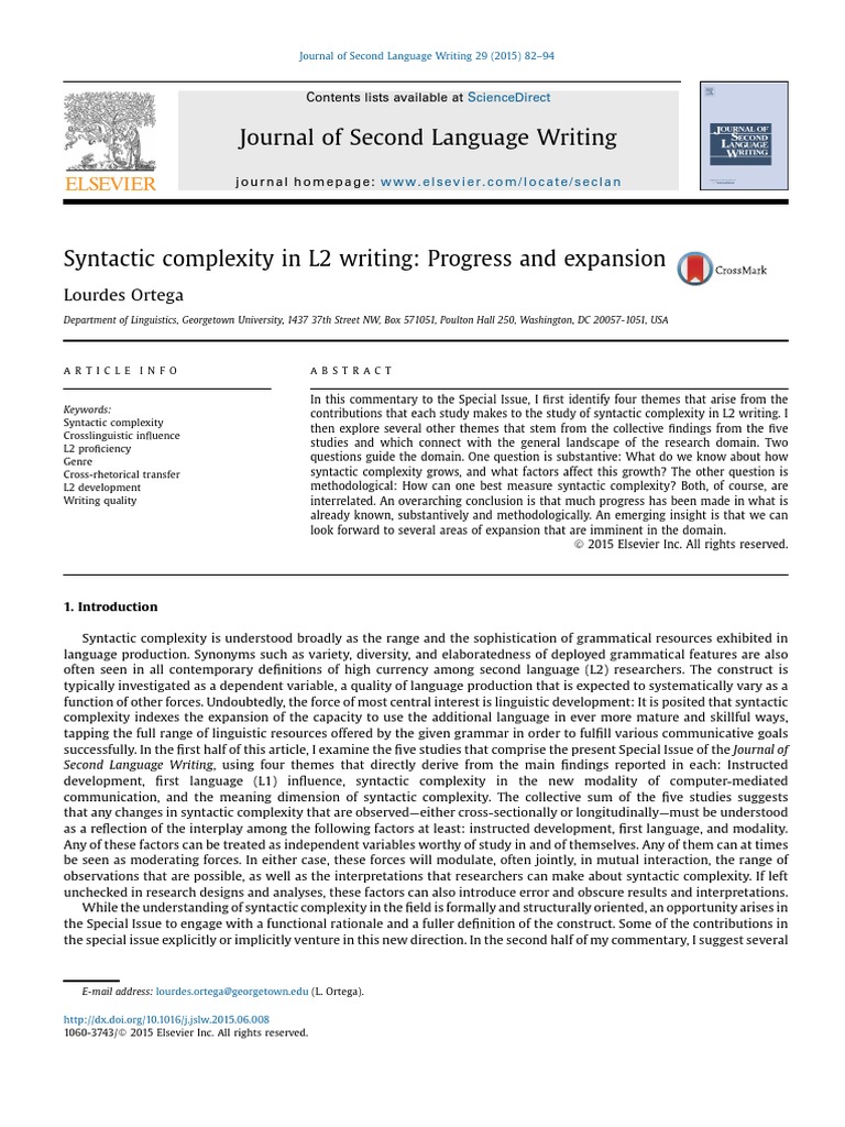 Journal of Second Language Writing: Lourdes Ortega | Download Free PDF ...