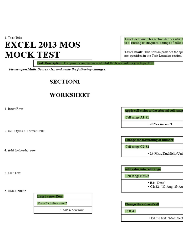 (MOS Excel) Mock Test 2 PDF Computing