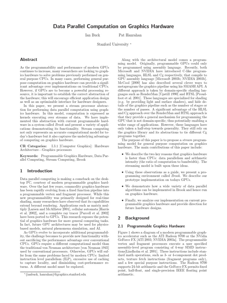 Data Parallel Computing with GPUs | PDF | Graphics Processing Unit | Shader