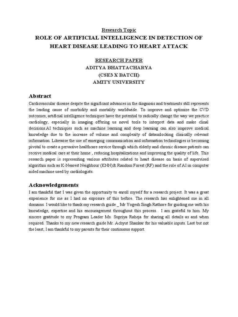 Role of Artificial Intelligence in Detection of Heart Disease Leading ...