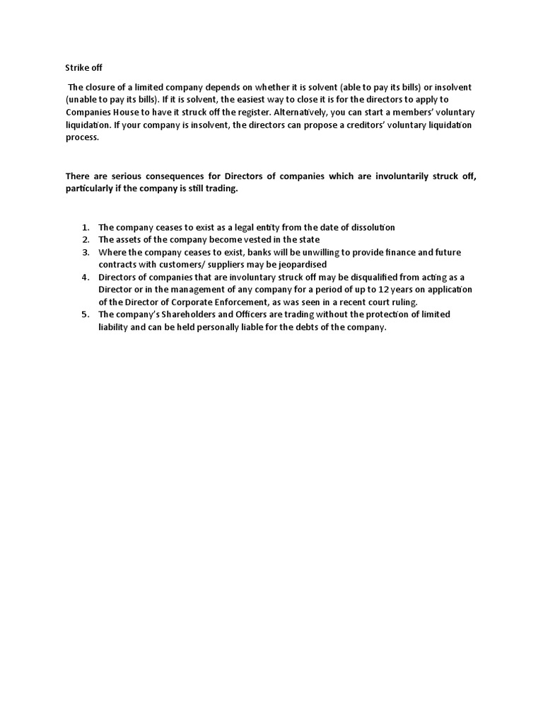Consequences o F Strike Off Notes | PDF | Business