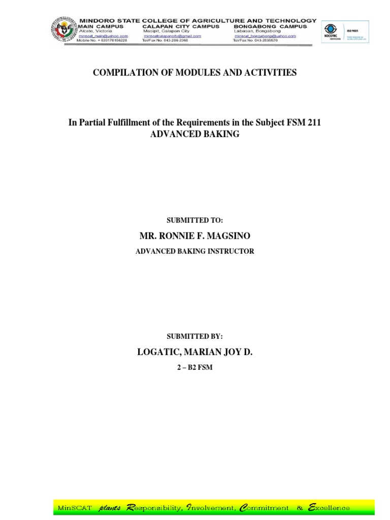 Advanced Baking Modules Overview | PDF | Cakes | Flour