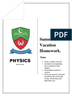 Physics: Summer Vacation Homework