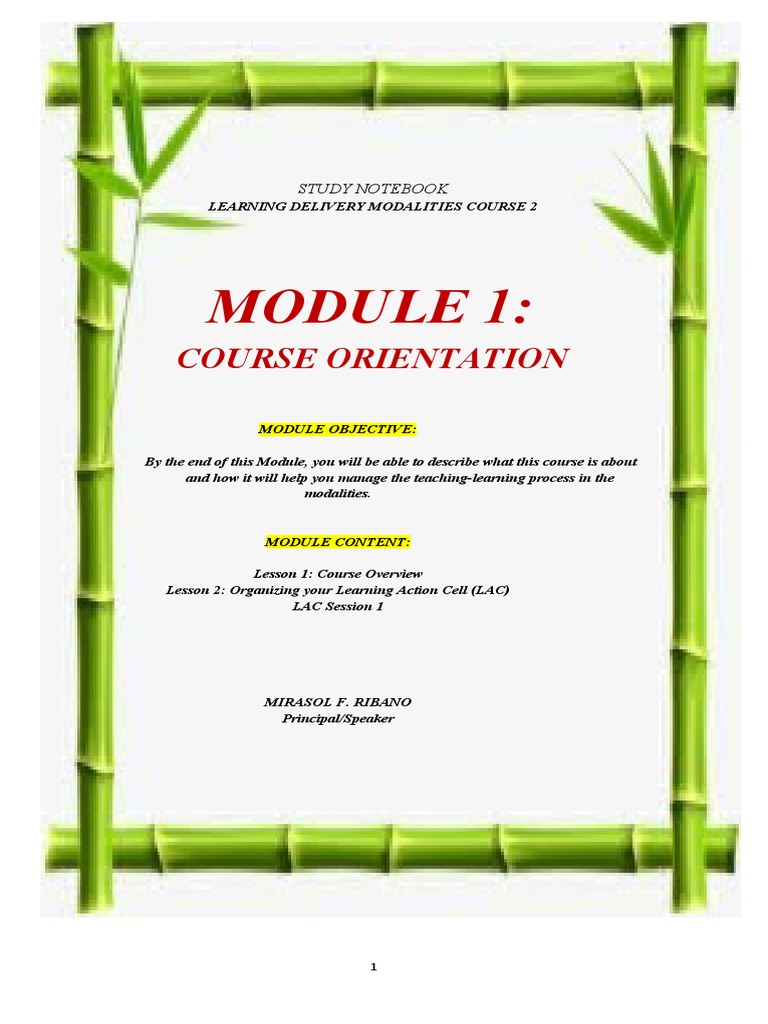 Learning Delivery Modalities Course 2 Study Notebook | PDF | Learning ...