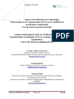 Analyse Des Impacts de L'utilisation Des Technologies de L'information Et La Communication Sur Les Conditions de Travail Dans L'organisation