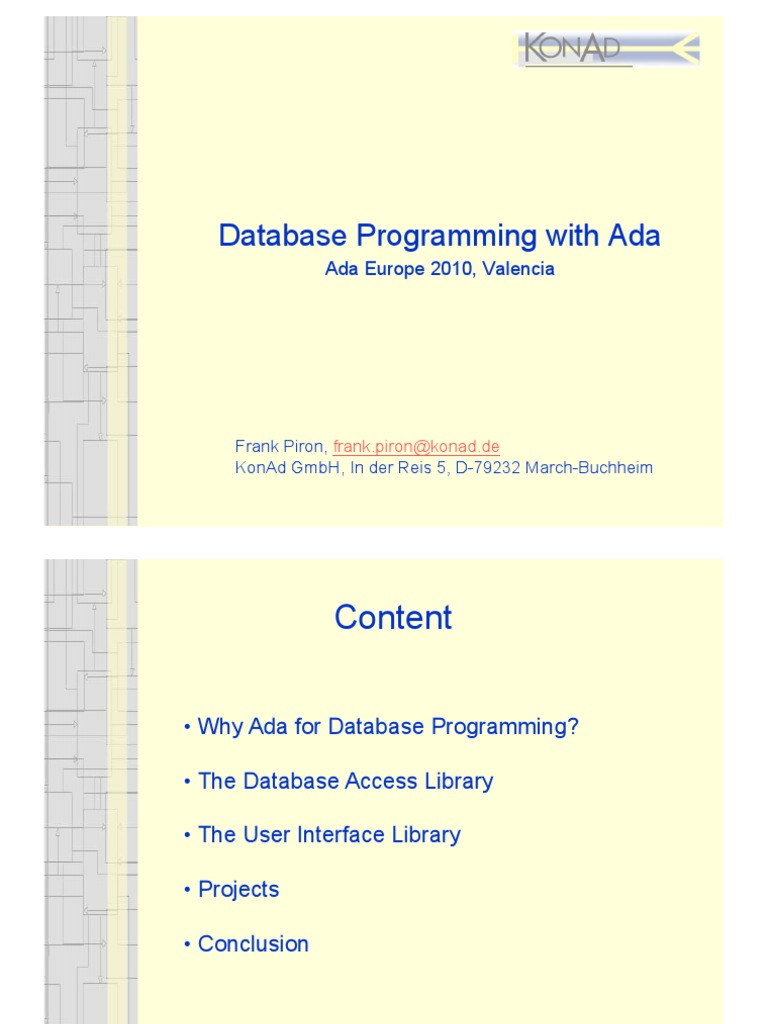 Database Programming With Ada | PDF | Databases | Library (Computing)